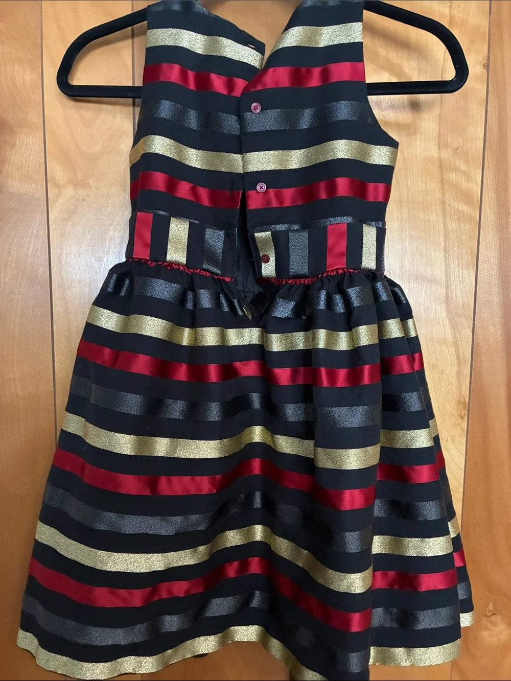 Gymboree Red, Gold & Black Striped Satin Party Dress Sz 7